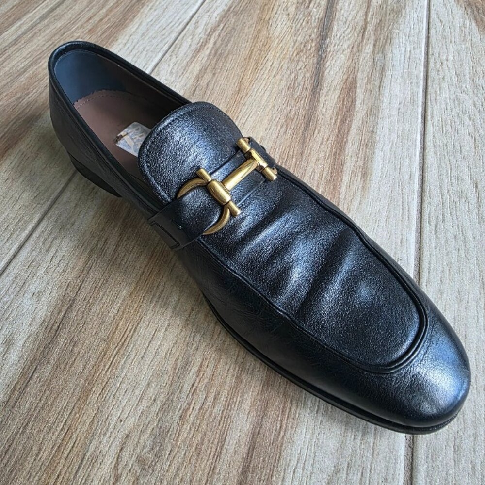 Men's Salvatore Ferragamo lavorazione D Leather Black Loafer Size 9D